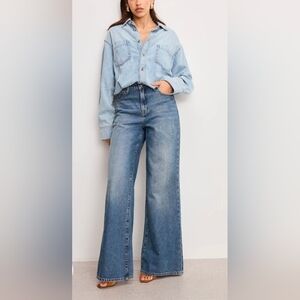 NWT Good American Denim Shirt Jumpsuit